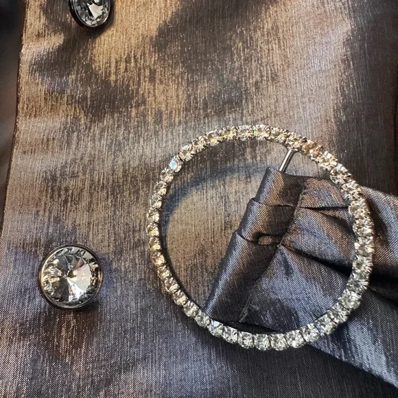 Nicolette Metallic Silver Evening Jacket Rhinestone Belt Formal Blazer 10 Medium - Picture 13 of 16